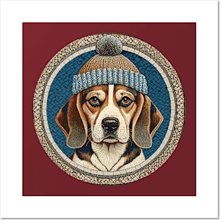 Beagle dog dressed for winter Posters and Art